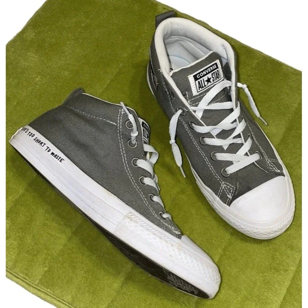 LIFES TOO SHORT Renew Converse All Star Mid Chuck Taylor Mens 6 Womens 8 Juniors